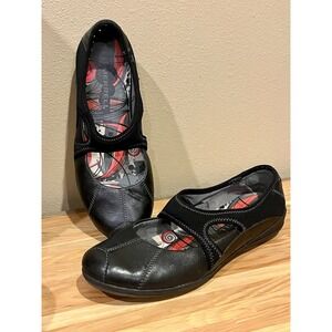Merrell Black Leather Sz 6.5 Slip On Flats J76346 Mary Jane Shoes MJ